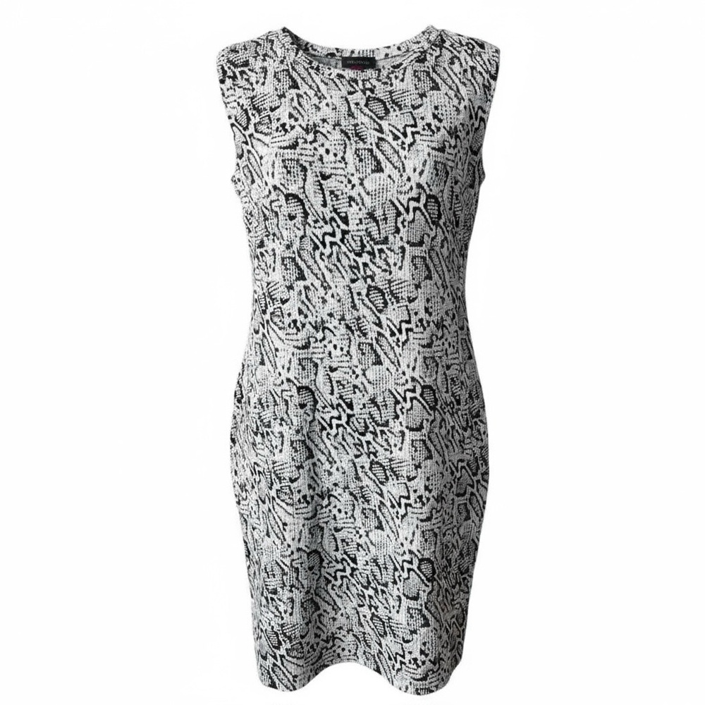 Vince Camuto Sheath Dress Size Small Crinkle Gauze Shoulder Pads Reptile 9131700